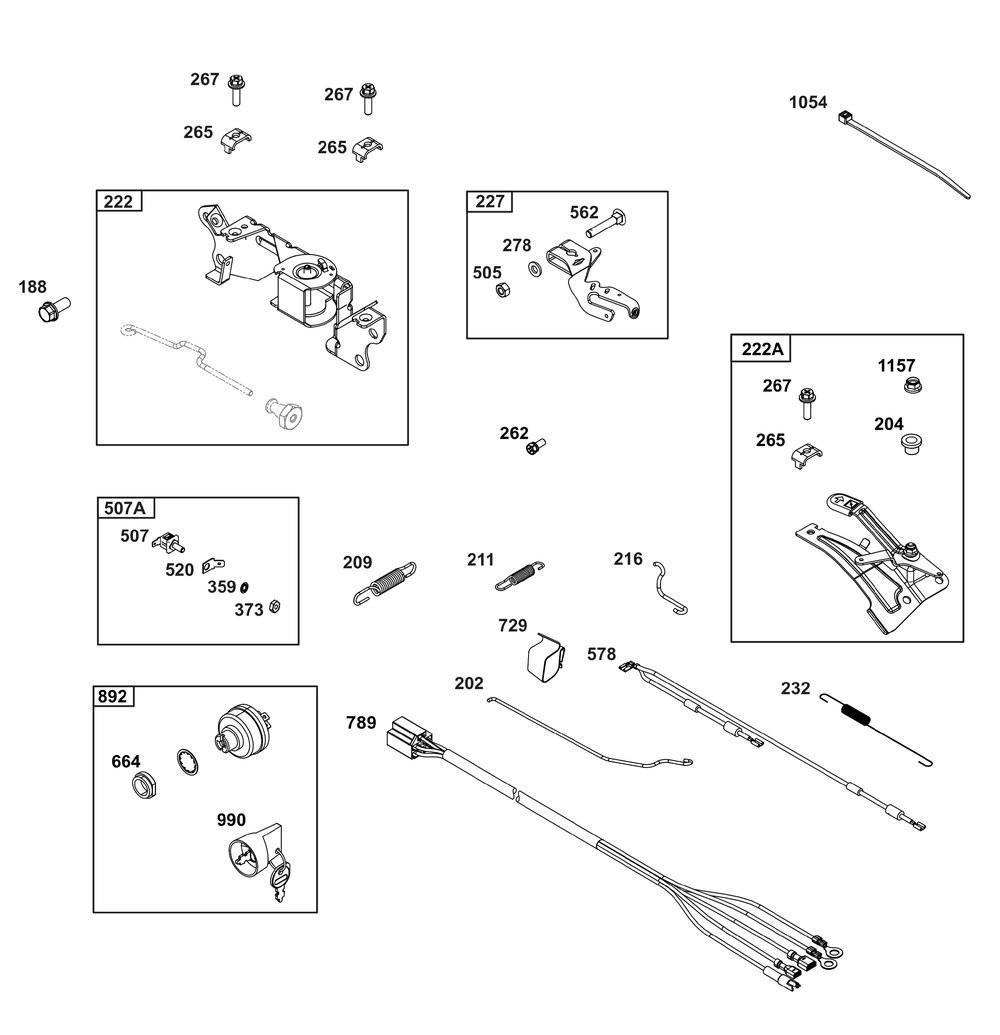 Controls Group Diagram and Parts List for 385447-0342-G1 200000 - 399999 Briggs and Stratton Engine